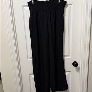 Three Bird Nest Black Smocked-Waist Wide Leg Jumpsuit